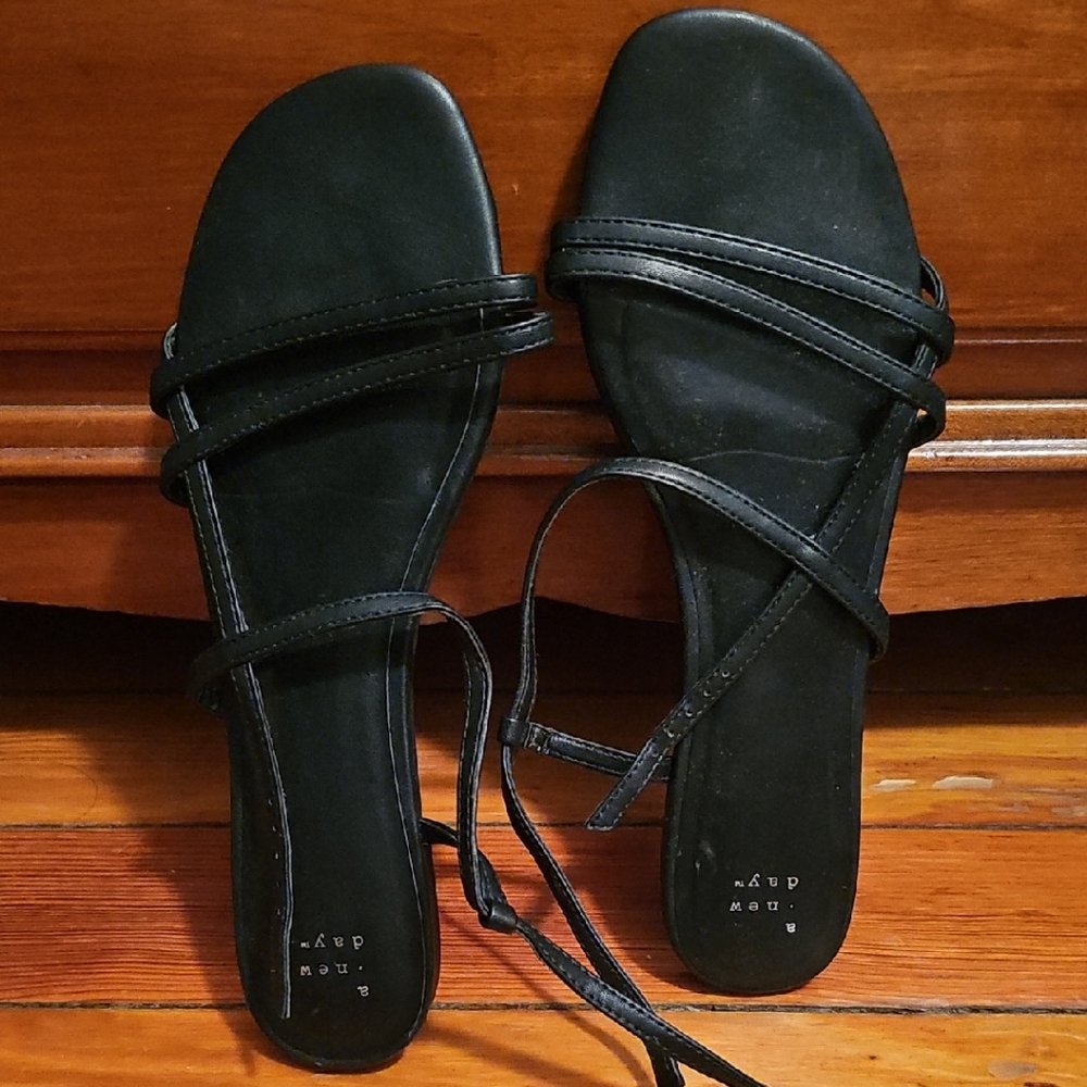 a new day Black Strappy Sandals